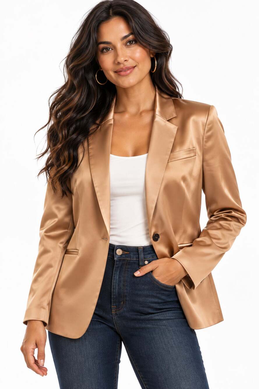 Theory New Grinson Blazer Womens Size 0 Bronze Flat Sateen Career Jacket